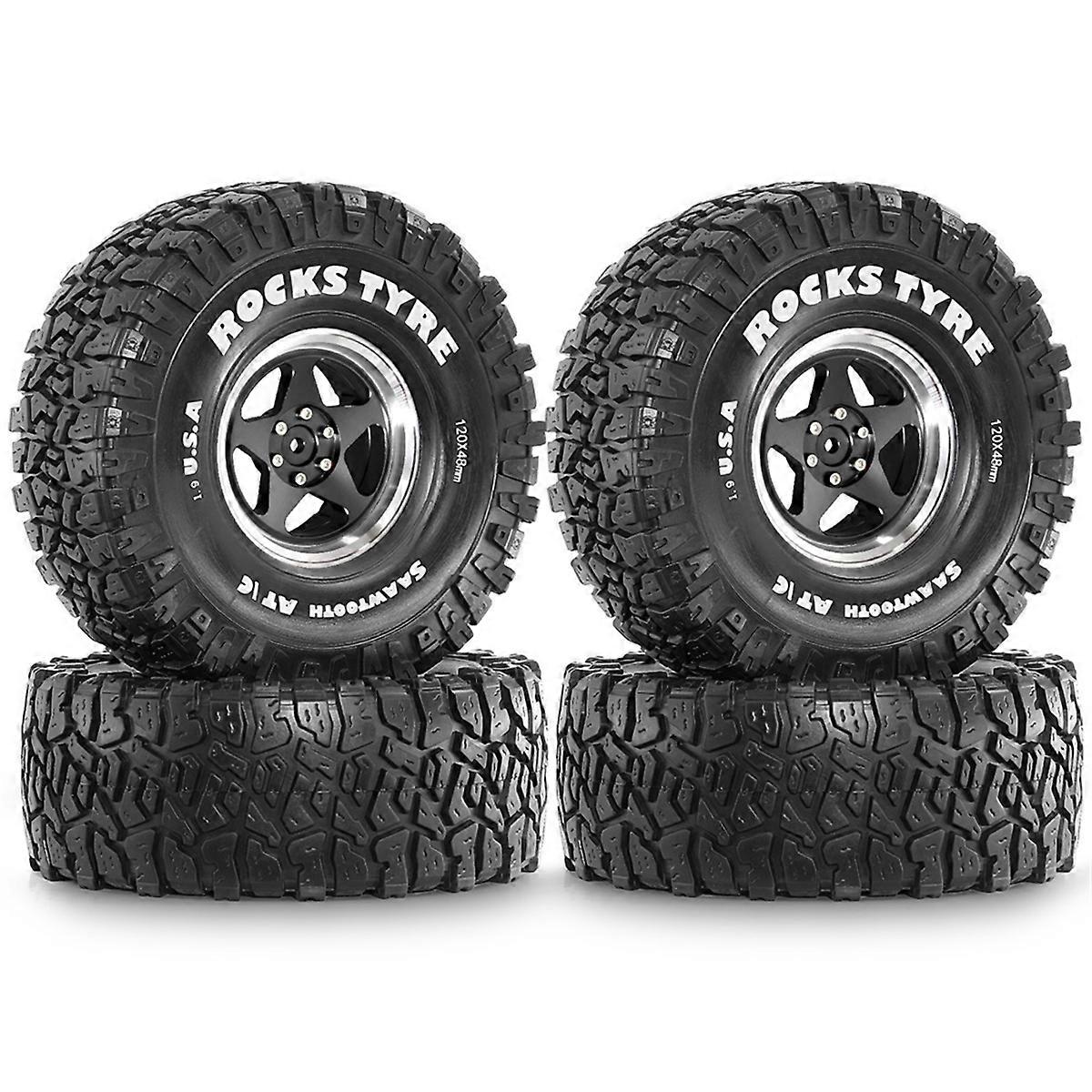 4pc 1.9 Metal Beadlock Wheel Rims and Crawler Tires for 1/10 RC Crawler Car Axial SCX10 II III Pro Capra TRX4 D90 MST B