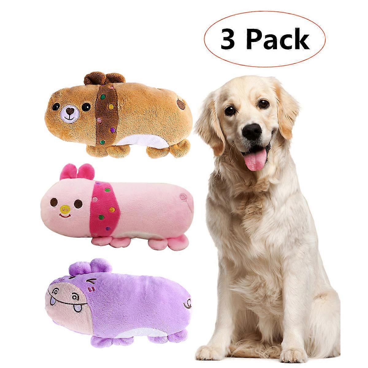 Plush Squeaky Toy for Dogs Training Sturdy and Durable Assorted Color Suitable for Puppies and Small Dogs 3pcs