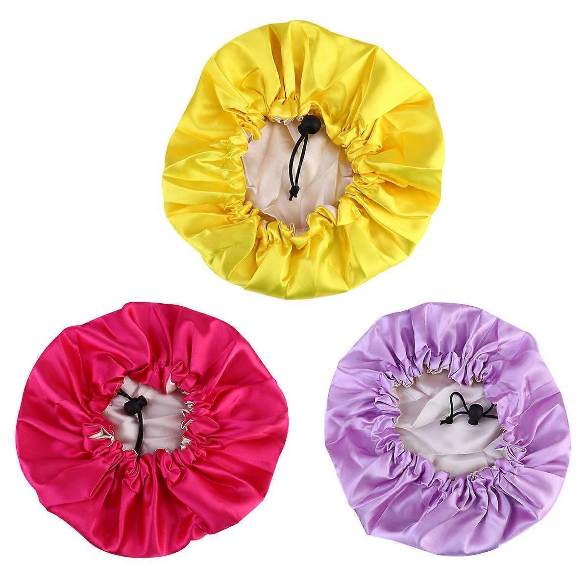 Elastic for Kids Adjustable Double Layer Sleeping Hats 3Pcs Set