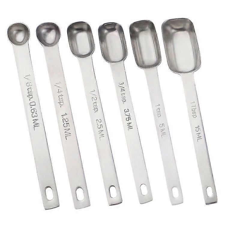Premium Stainless Steel Measuring Spoons set - 7-Piece Kitchen Measuring Spoons With Leveler - Slim Design Fits In Spice Jars - Metal Measuring Spoon
