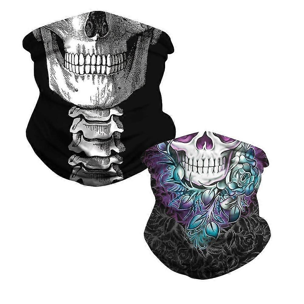 2-Pack Skull Bandana - Snygga Multifunktionella -Gr/bl