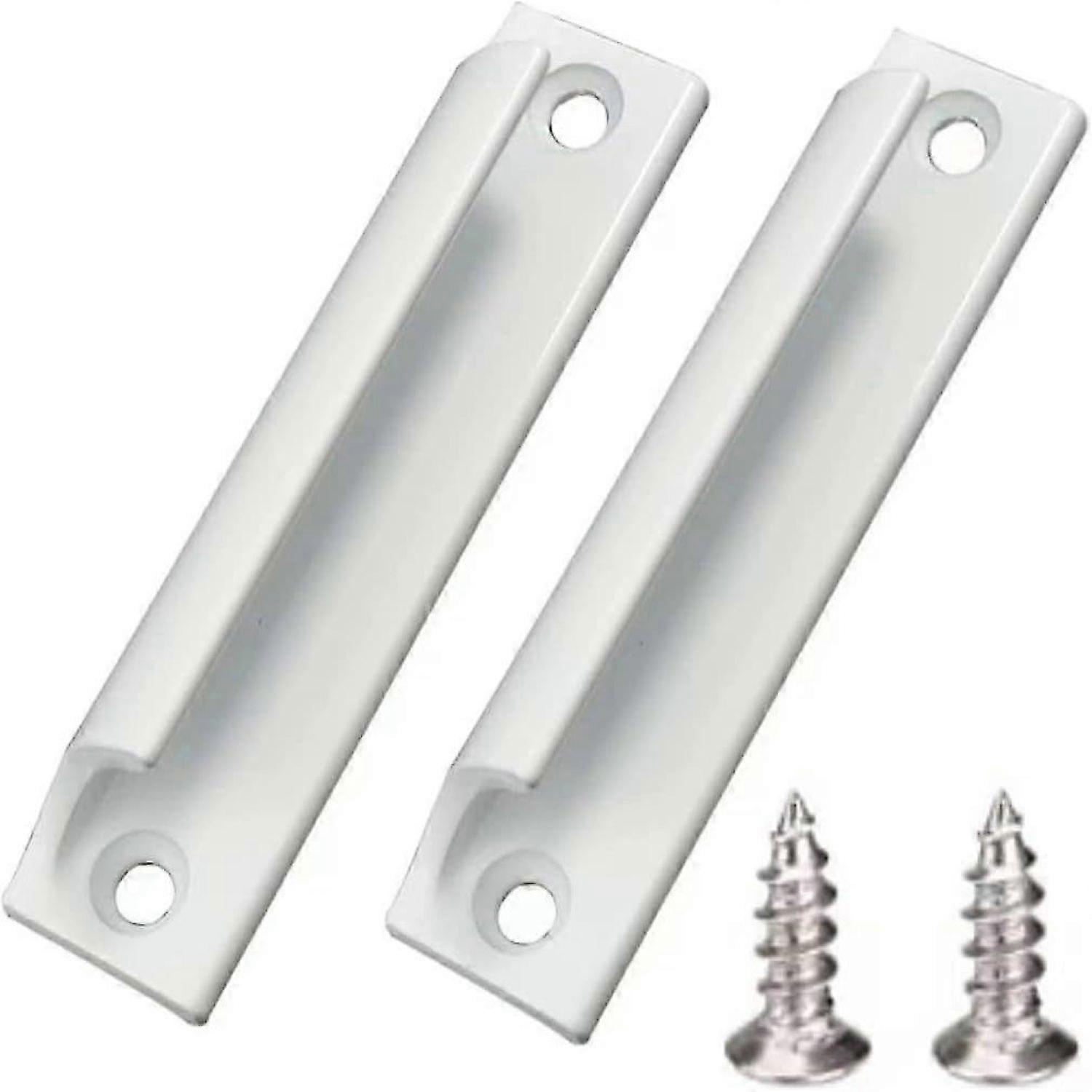 2Pcs Aluminum Alloy Handle | Sliding Door Handle | Balcony Door Handle | Cabinet Drawer Handle | For Windows, Furniture Hardware with Screws(White) -H