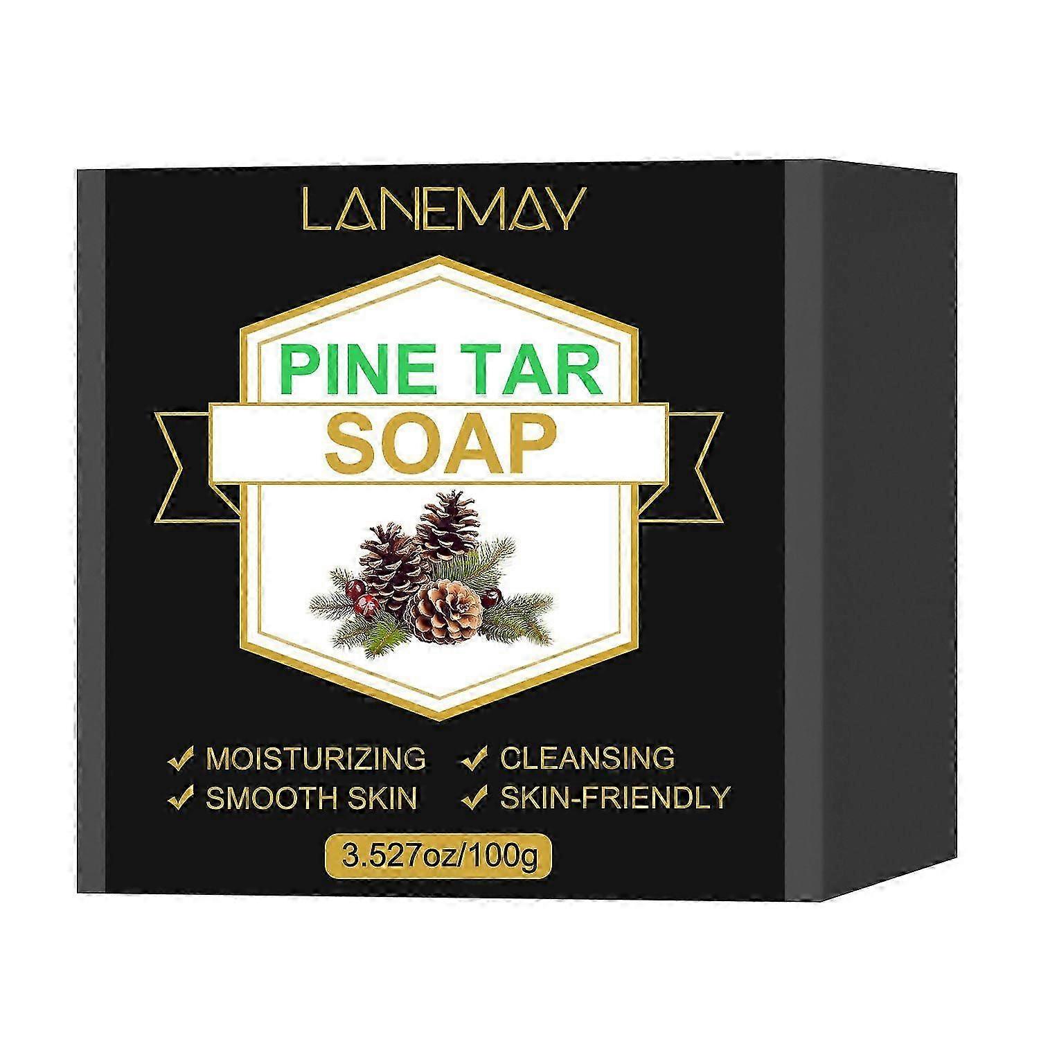 All Natural Pine Tar Soap Bar Pine Tar Bar Soap For Cleansing Anti Acne Eczema Psoriasis Itch Relief, Moisturizing Pine Tar Soap Face & Body Wash Cle