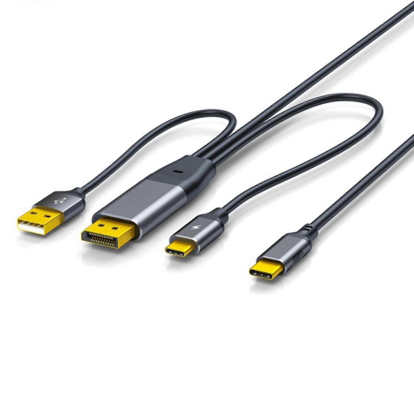 2025 DP To USB C 4K@60Hz Video Cable Touch Enableds Compatible for Nreal Xreal L,Portable Monitors VR Headsets Consoles
