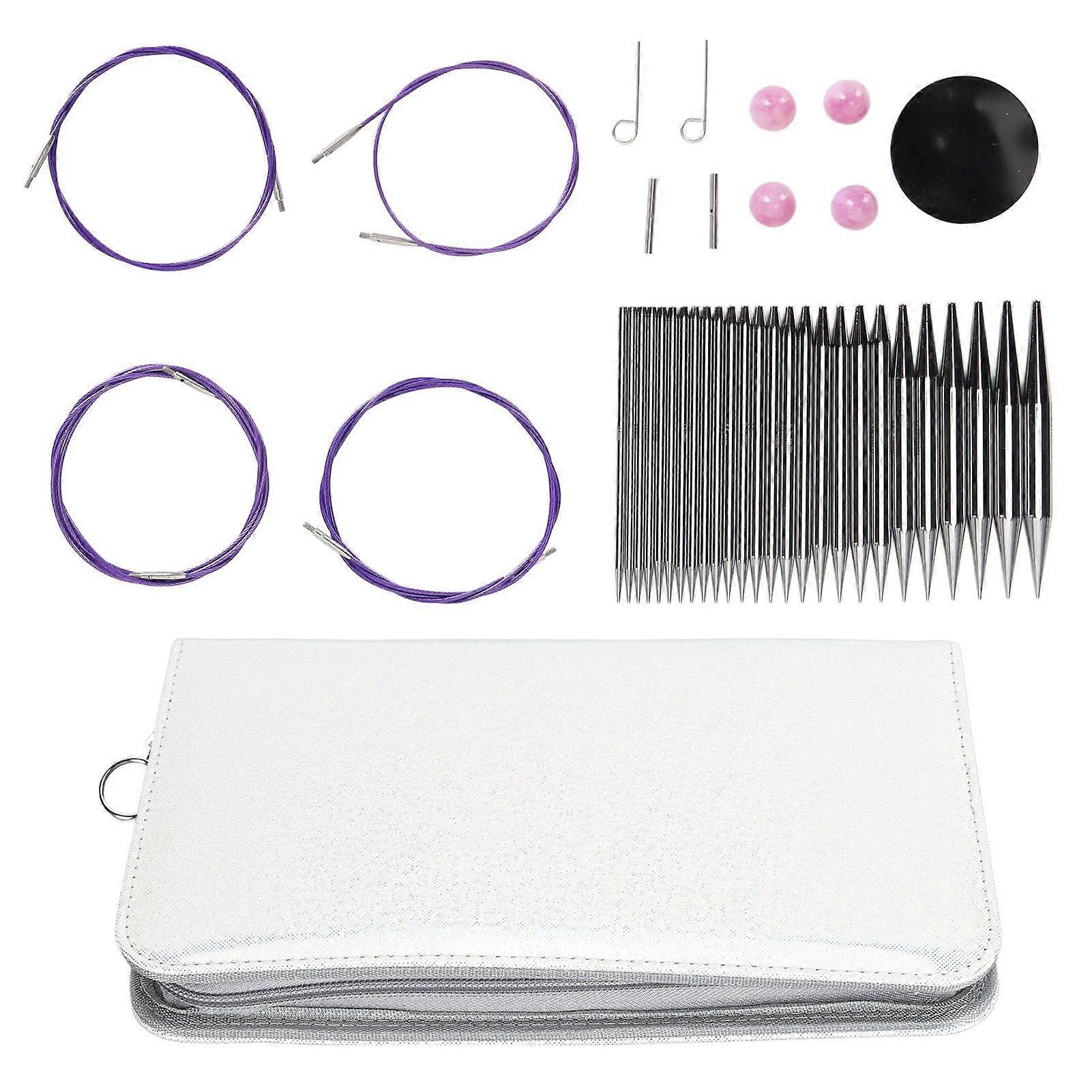 13 Pairs Circular Knitting Needles Set 310mm Interchangeable Ergonomic Round Knitting Needles with 40100cm Cables