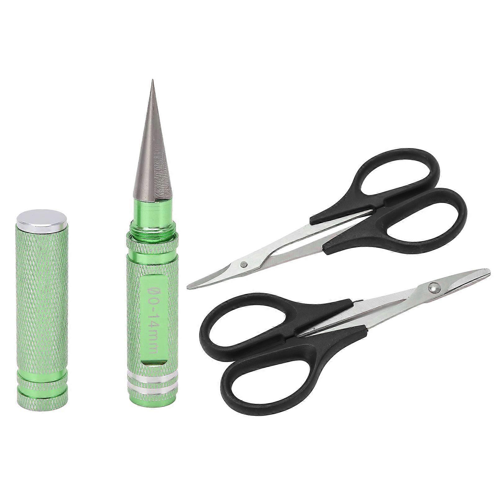 014mm Universal RC Reamer Hole Puncher with Sleeve and Curved Scissor Drills Set for RC Body Shell RC Car Truck Tank Drone Green