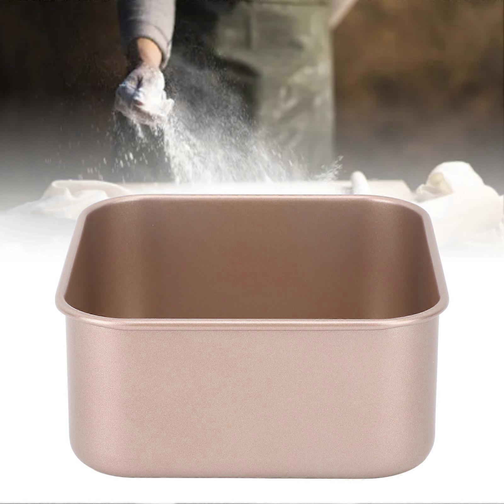 Deep Square Carbon Steel Baking Pan Thickened Gold M Size