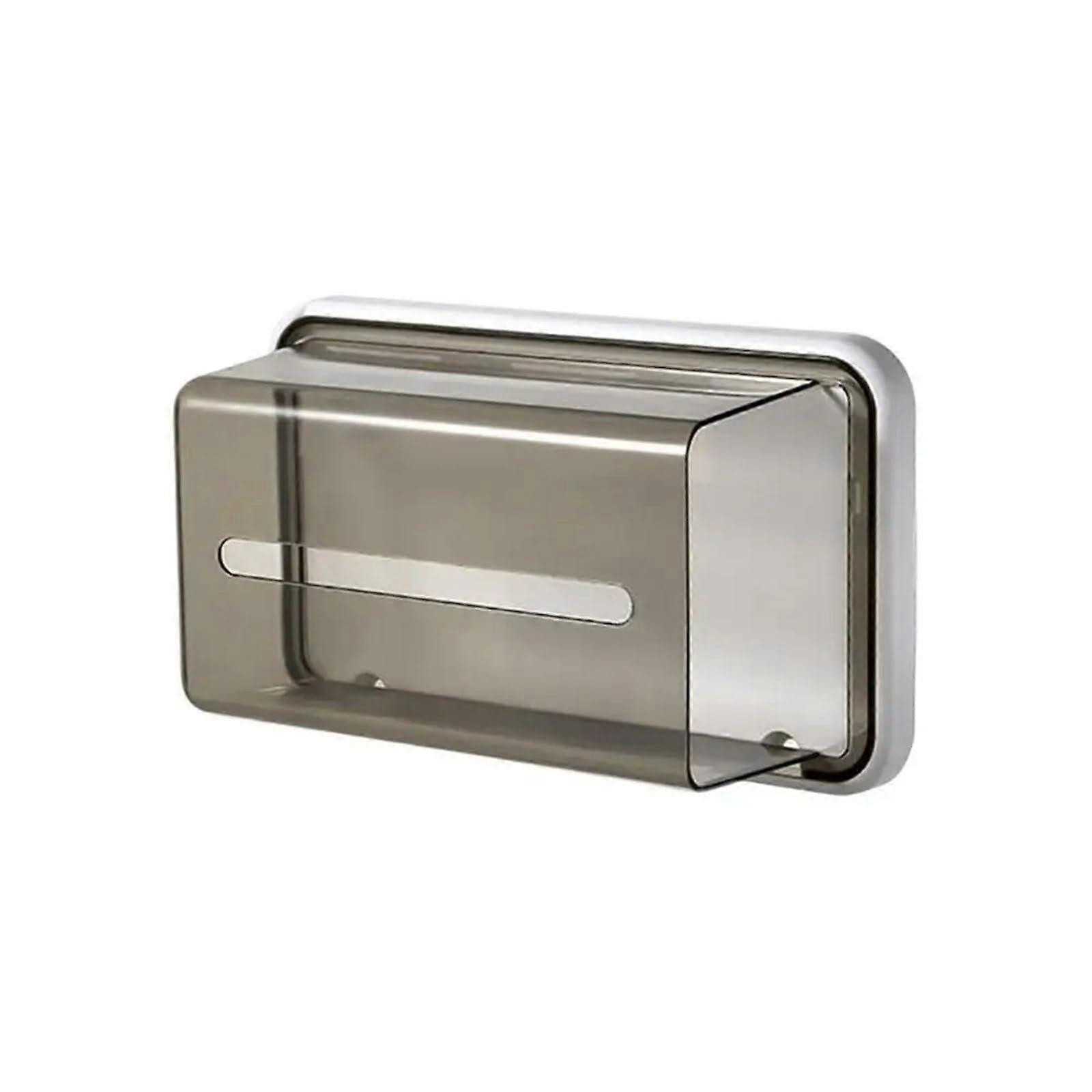 Wall Mounted Tissue Box Magnetic Tissue Box Paper Towel Storage Container Grey Kitchen Bathroom Organizer