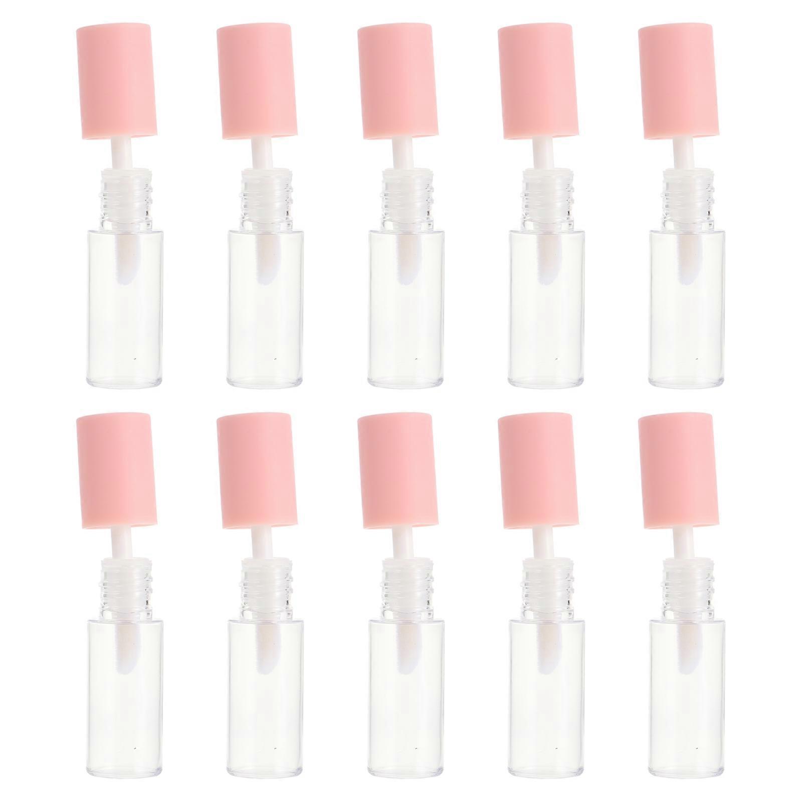 Empty Lip Gloss Container Cylindrical Pink 5x1.1cm Storage for Lip Gloss DIY 10Set