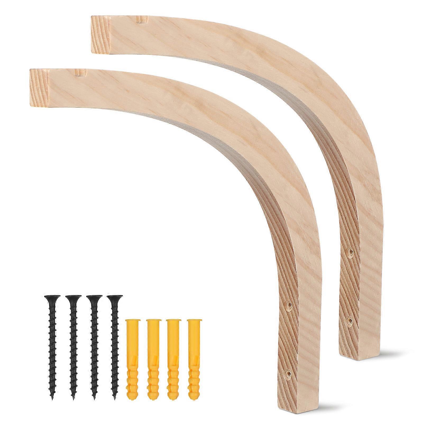 Wood Hooks Wall Mounted Coat Hooks for Hanging 3Pcs Decorative Light Brown