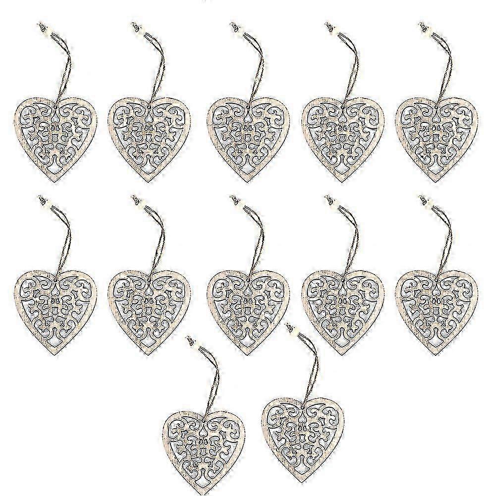 Hollow out DIY Xmas Hanging Ornament Christmas Tree Decoration for Home UseType A 12Pcs Heart