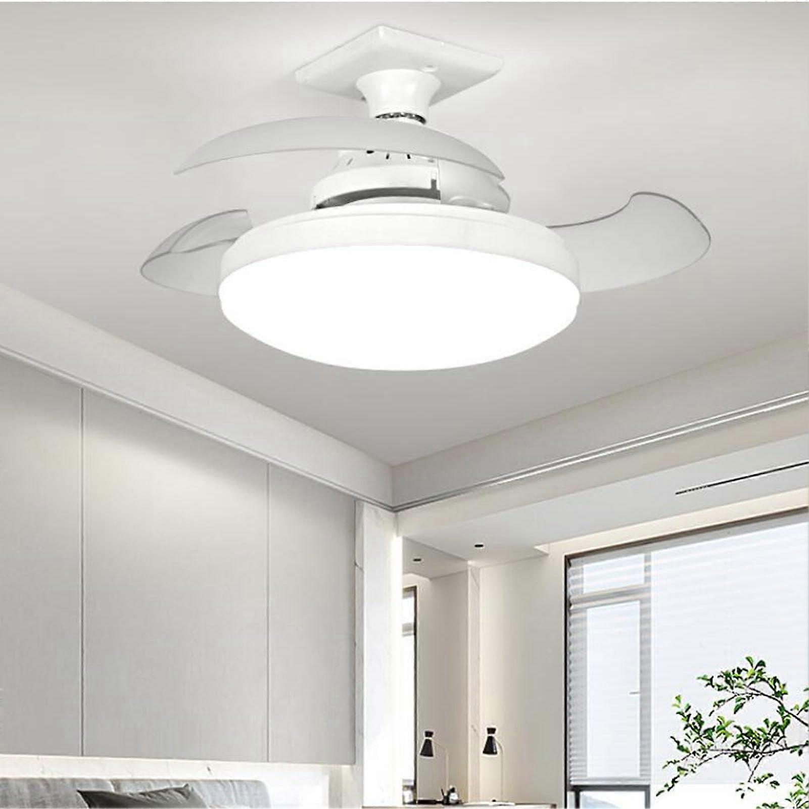 Ceiling Fans with Lights and Remote Control White Color Temperature Adjustable Low Noise Invisible Fan Lights In Bedroom
