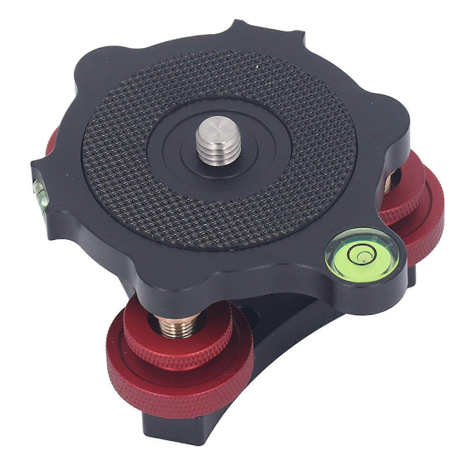 Tripod Head Leveling Base Camera Leveler Aluminum Alloy 3/8 Inch Thread Precise 3 Bubble Level Triple Wheel Leveler for Macro Panoramic Photography
