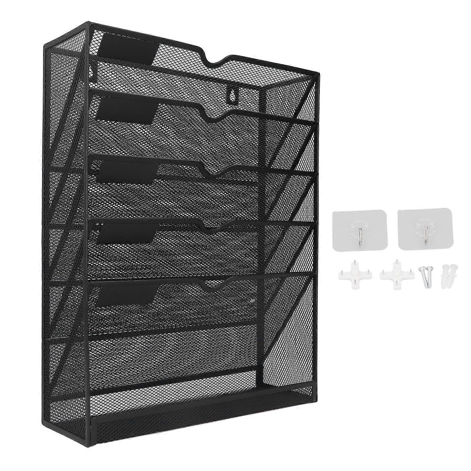 Wall File Organizer 5 Pockets Wall Mount Space Saving Humanized Design Easy Installation Wall File Holder
