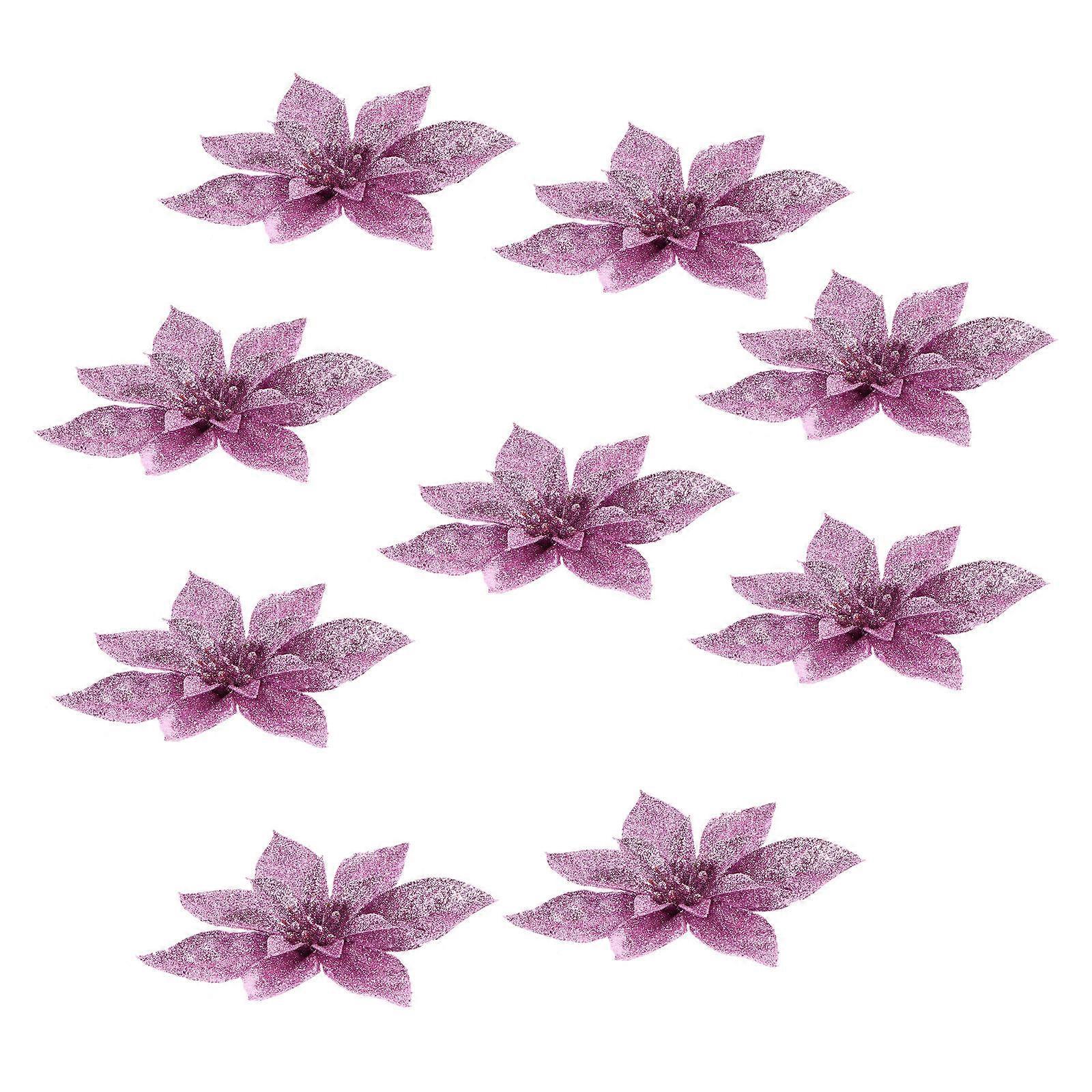 Christmas Flower Xmas Tree Decor for Decor 9Pcs Purple Plastic