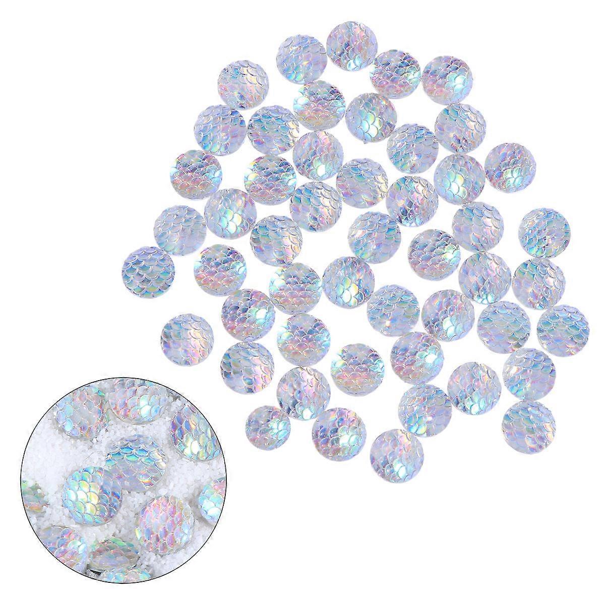 Fish Scale Crystal Decoration Round Diamond Resin Rhinestone 50Pcs