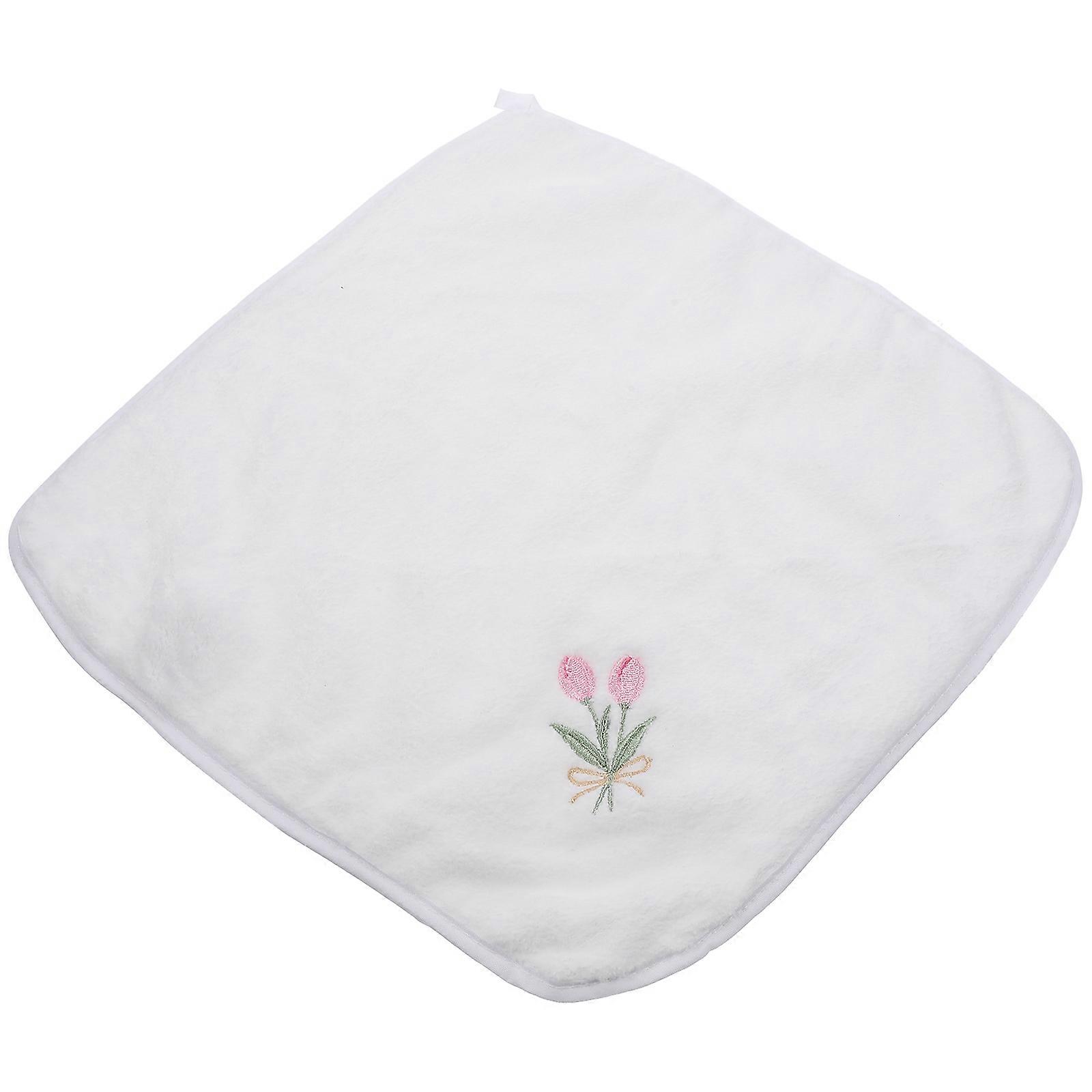 Tulip Embroidered Handkerchief for Decor Skin Friendly Hand Towel