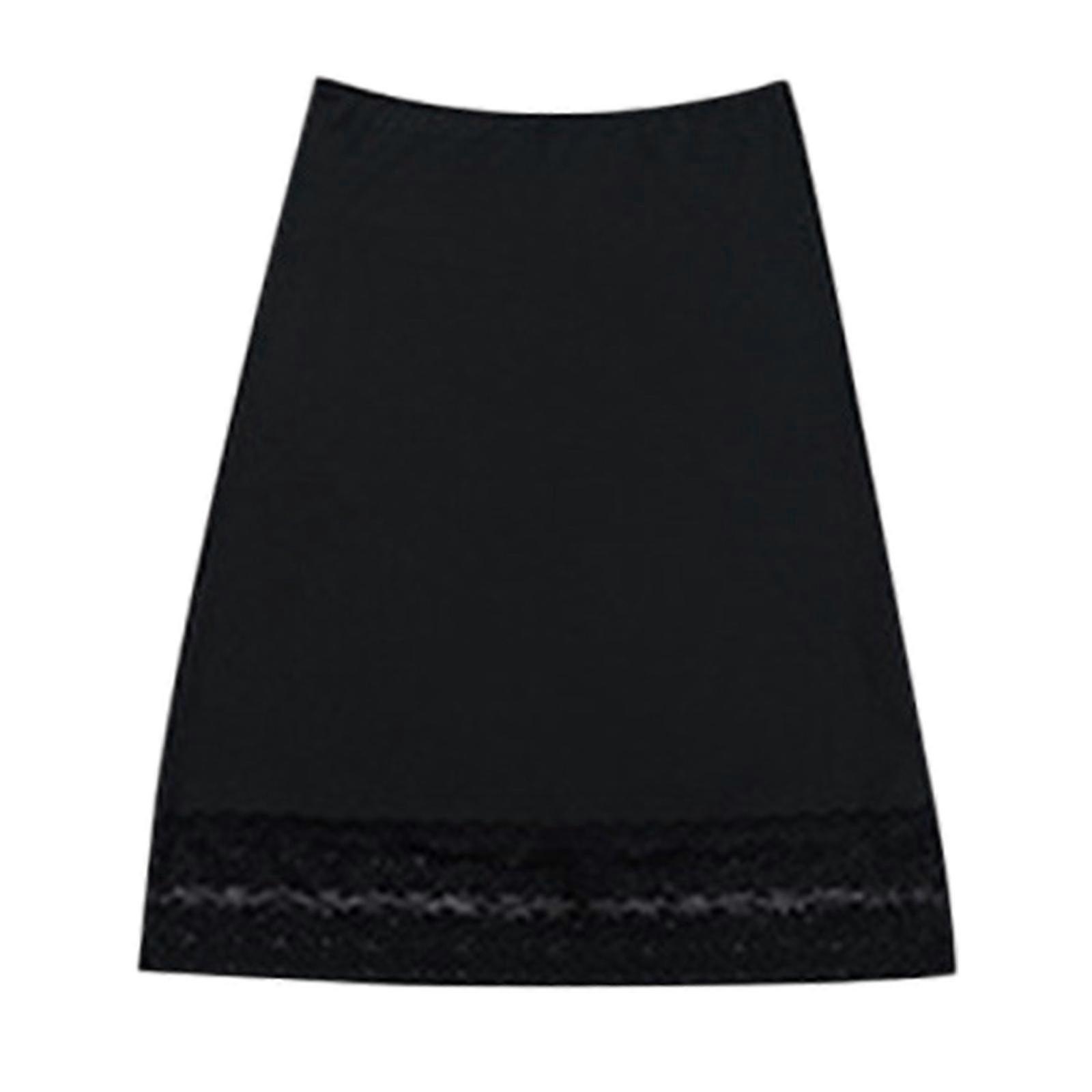 Women's Knee-Length Invisible Petticoat Half Slip with Elastic Waist & Lace Trim for Under Dresses, Color XL