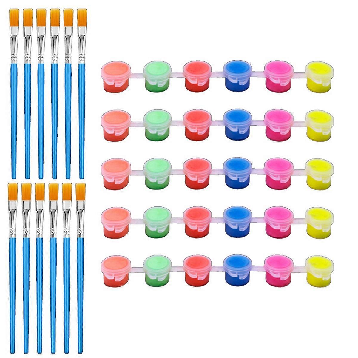 6 Set Glow in the Dark Paint with Paint Brushes 6.7 x 0.8 x 0.8 Inch