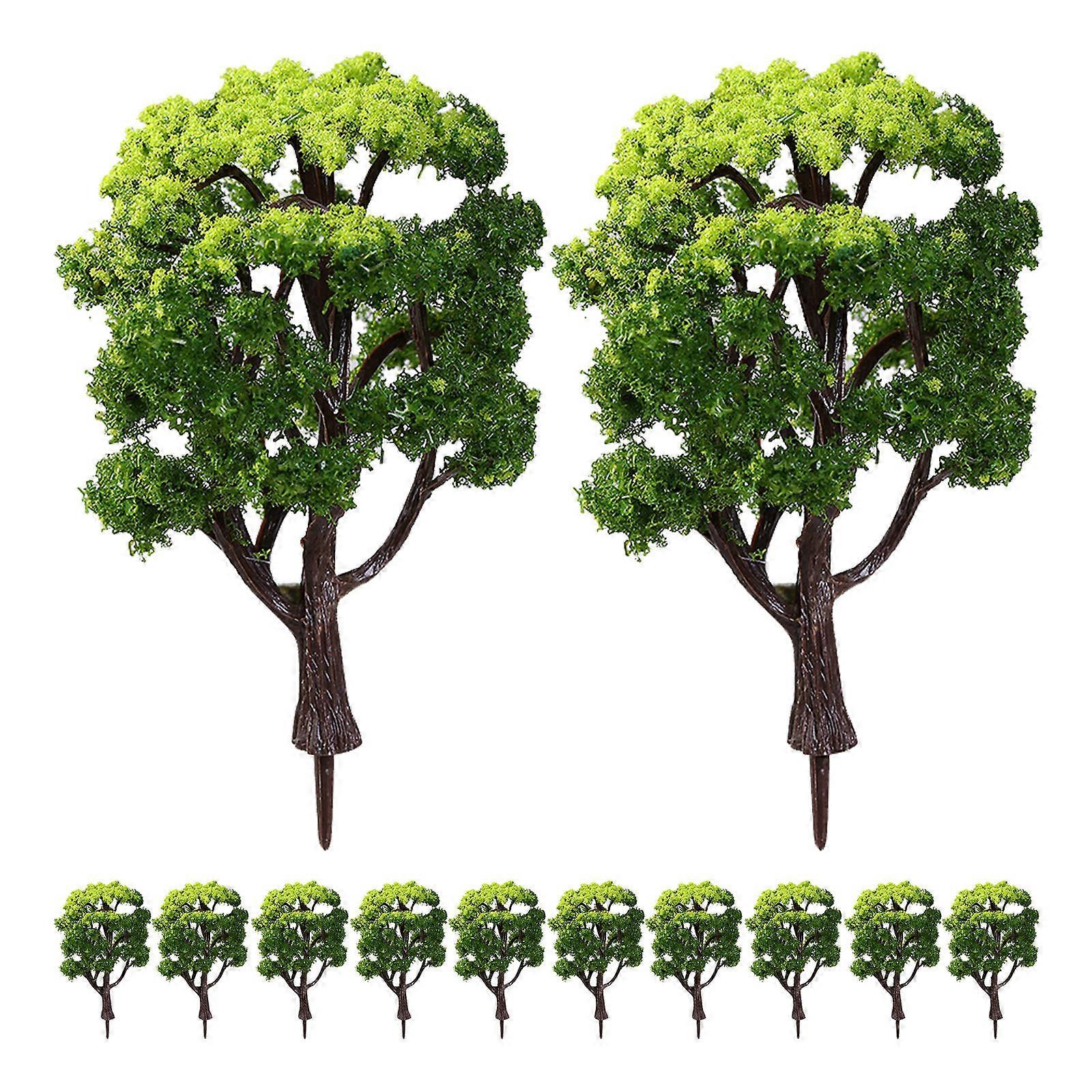 Scenery Model Tree Green Plastic for Decoration 2Pcs Set