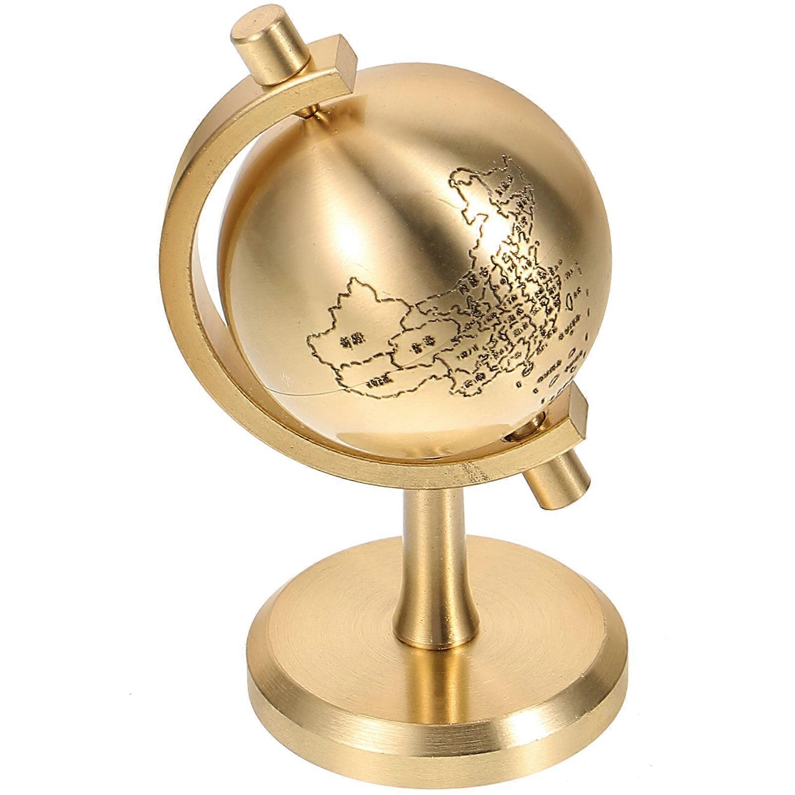 Globe Decor 2Pcs Vintage Style Copper Globe Model Office Desktop Ornament 7.60X3.80X3.80CM Craftsmanship