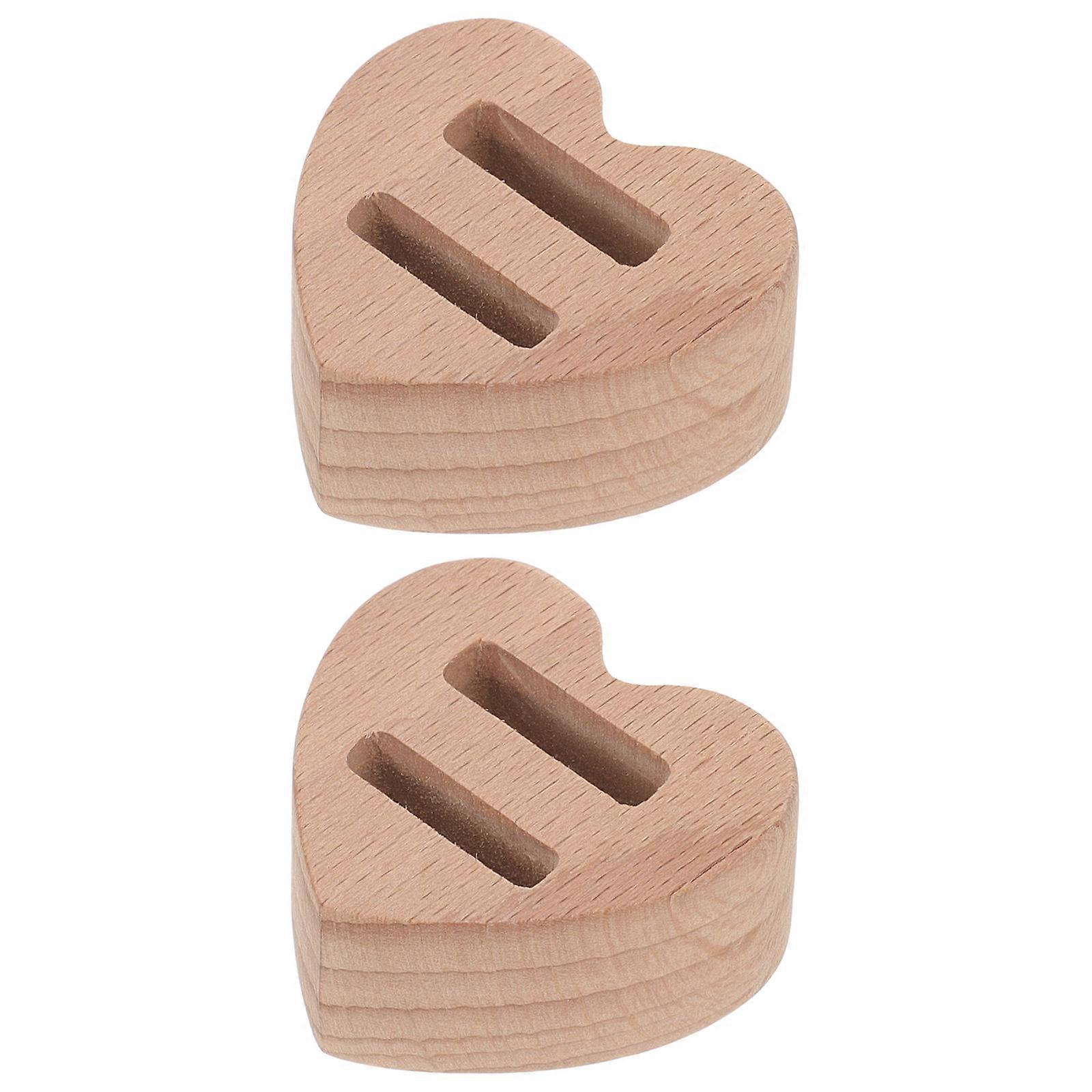 Heart Shape Ring Stand Wooden Engagement Ring Holder 10Pcs Set