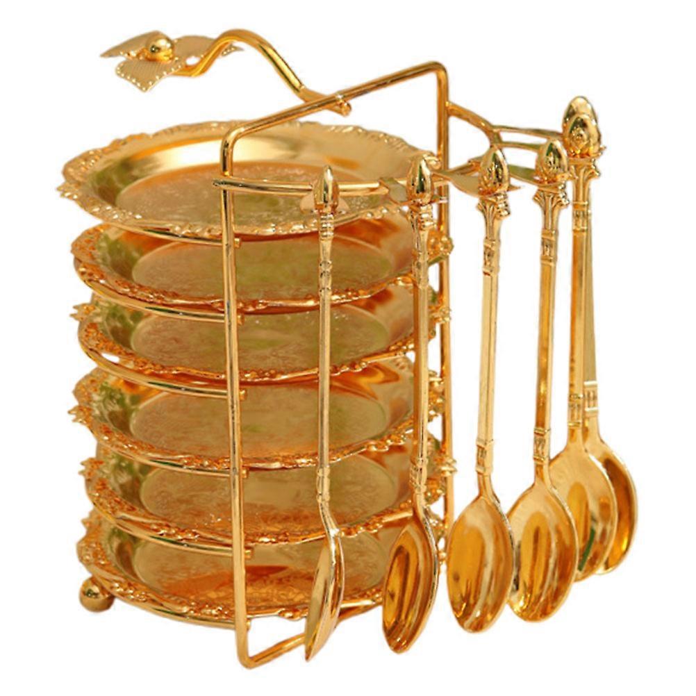 Elegant Round Coasters Set For Homeowners With Silver Holder Stand Ideal For Afternoon Tea 3 Sets