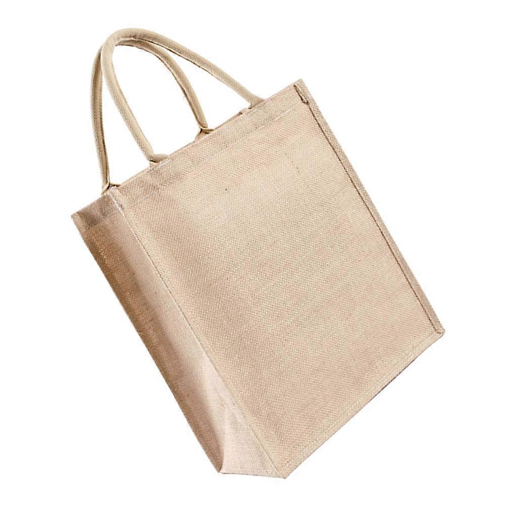 Waterproof Jute Tote Bag Portable Storage Pouch for Daily Use Khaki Material 1Pcs