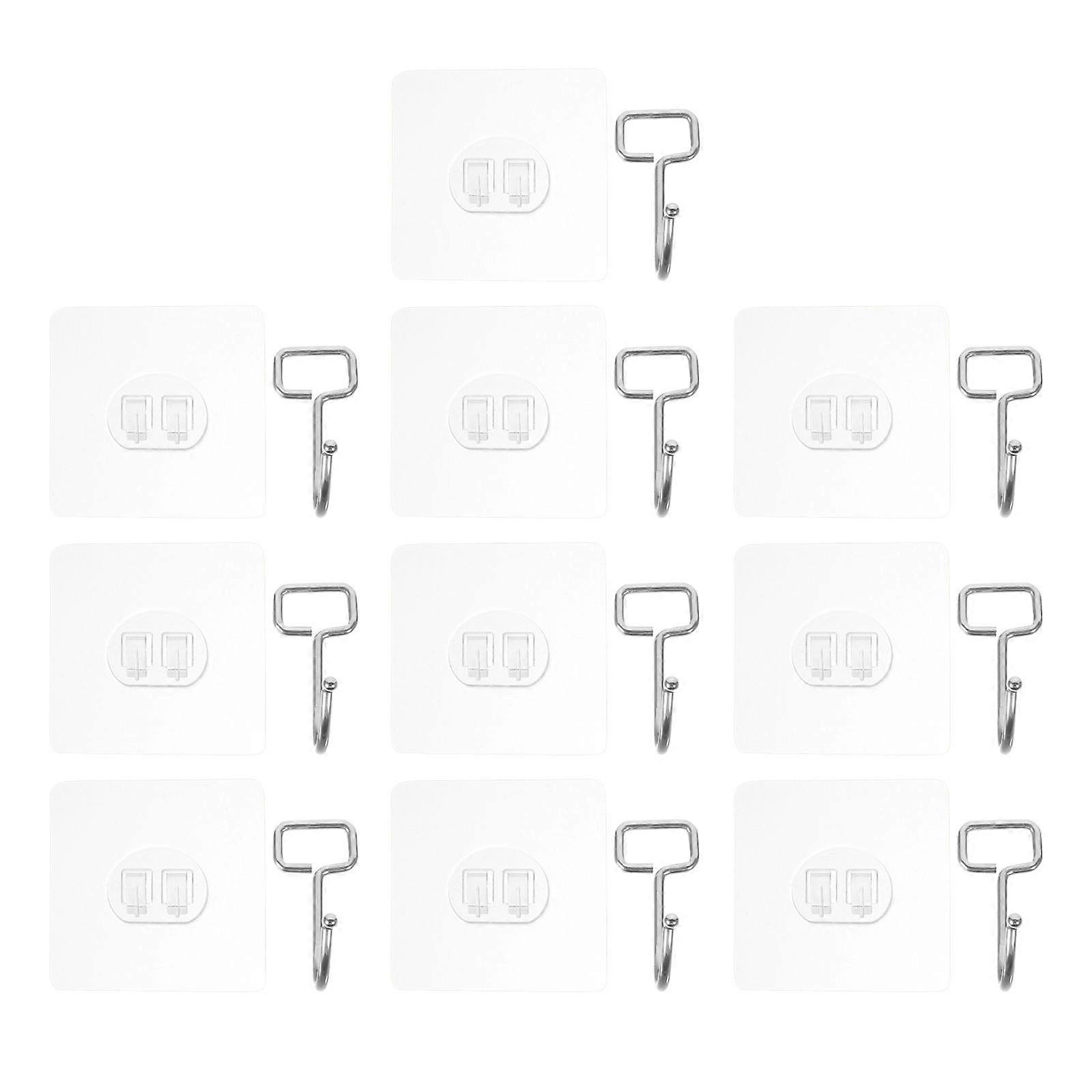Self-Adhesive Hooks Wall Hooks for Hanging 40Pcs Transparent Household Use