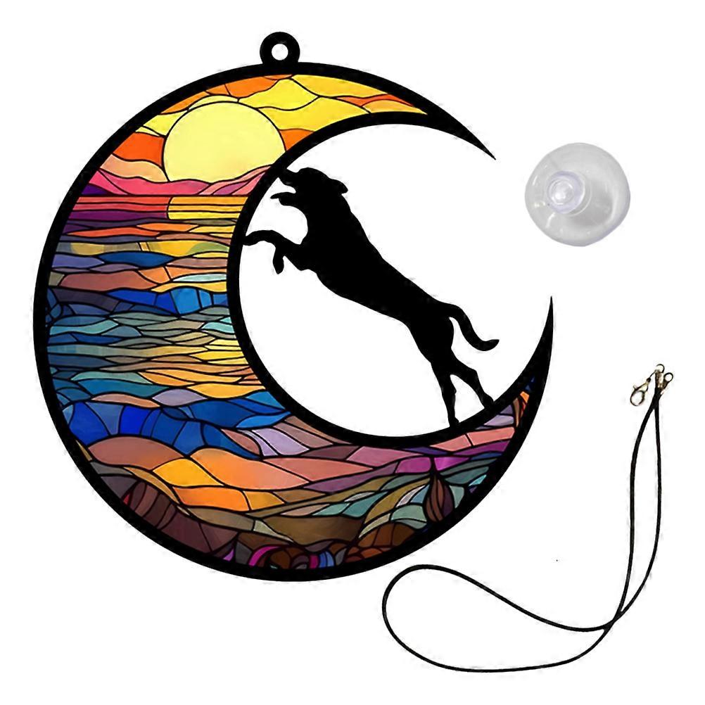 2Pcs Dog On Moon Acrylic Ornament Hanging Decoration For Pet Lovers Suitable For Home And Various Occasions