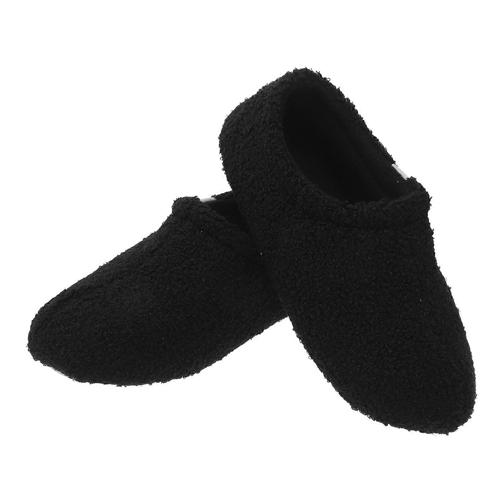 Warmth Fuzzy Closed Toe Slippers For Men With Faux Lining Black Size 38-39 5 Pairs for Home Use
