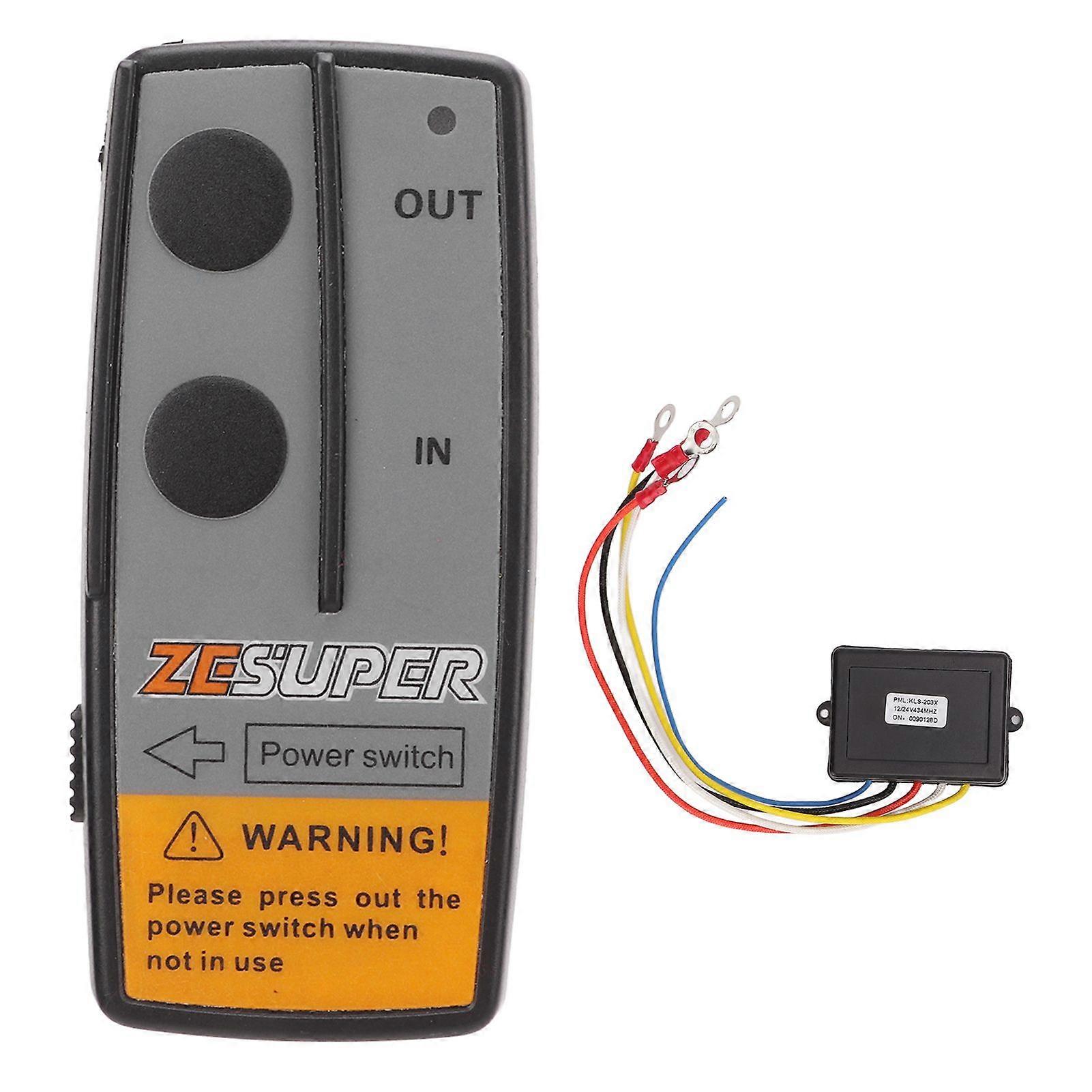 Universal Wireless Winch Remote Control Switch Electric Winch Controller with 434MHZ Receiver for ATV Black