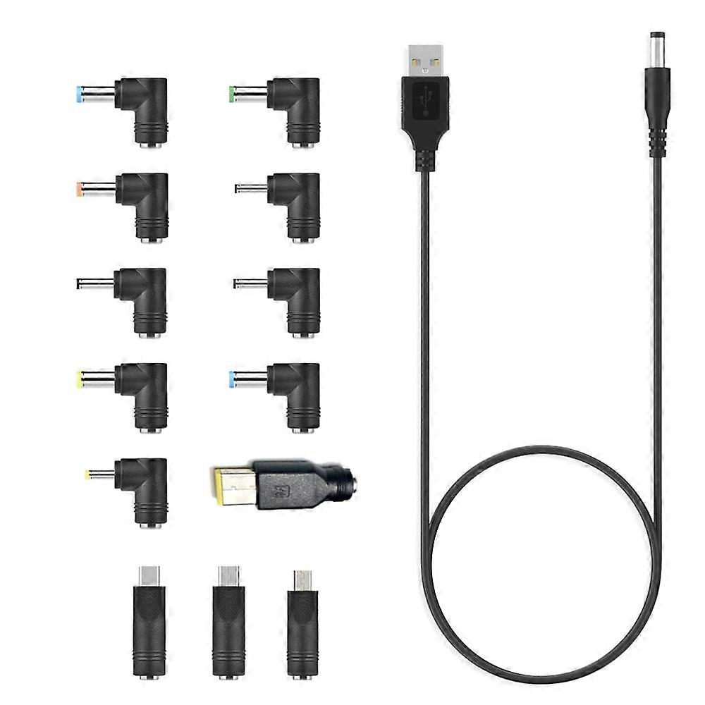 USB To DC Power Cable Universal USB To DC Jack Charging Cable Power Cord with Interchangeable Plug C