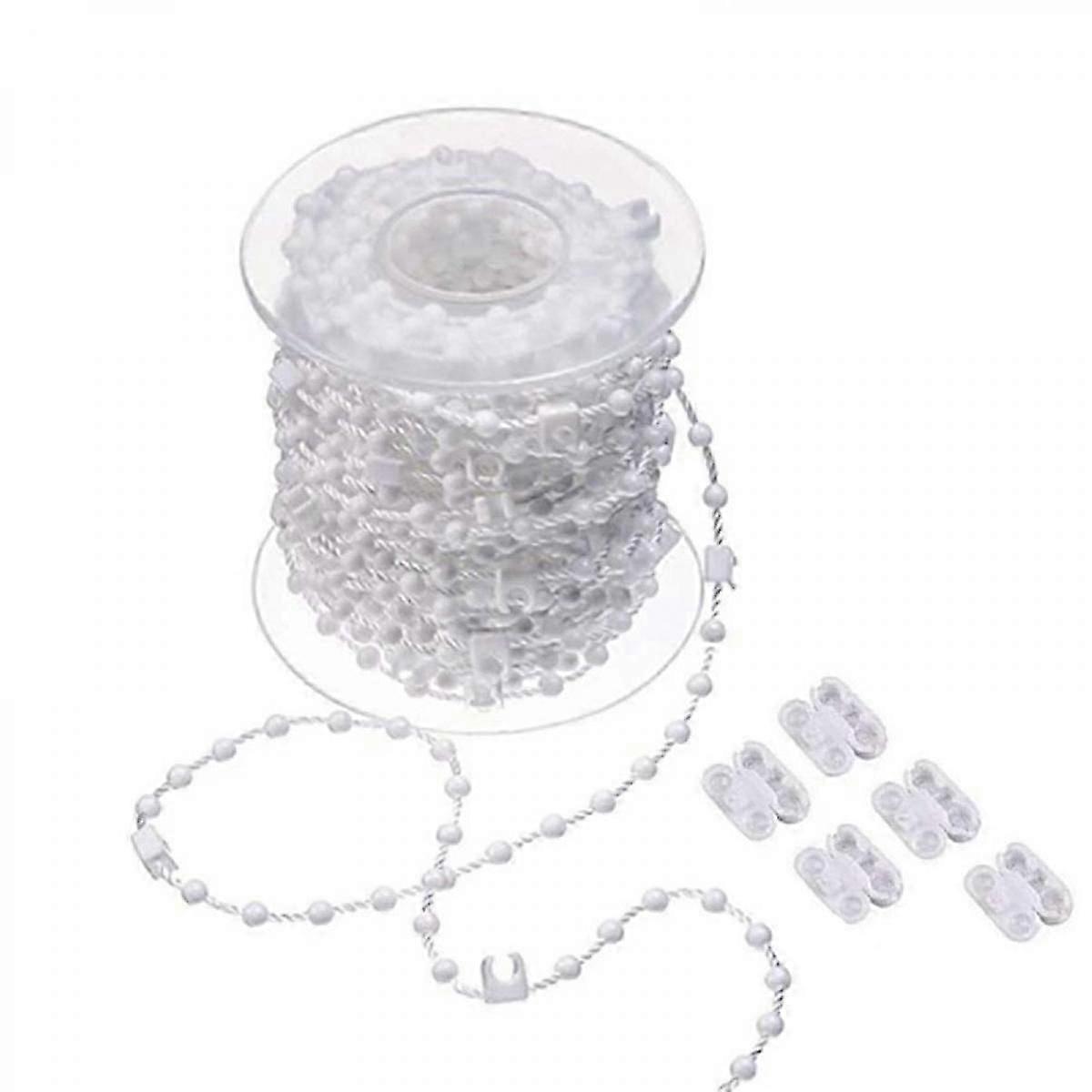 20M Vertical Bottom Chain with 5 pcs Plastic Chain Connectors Clips for 89mm/3.5in Slats (Color : White, Size : 20m)