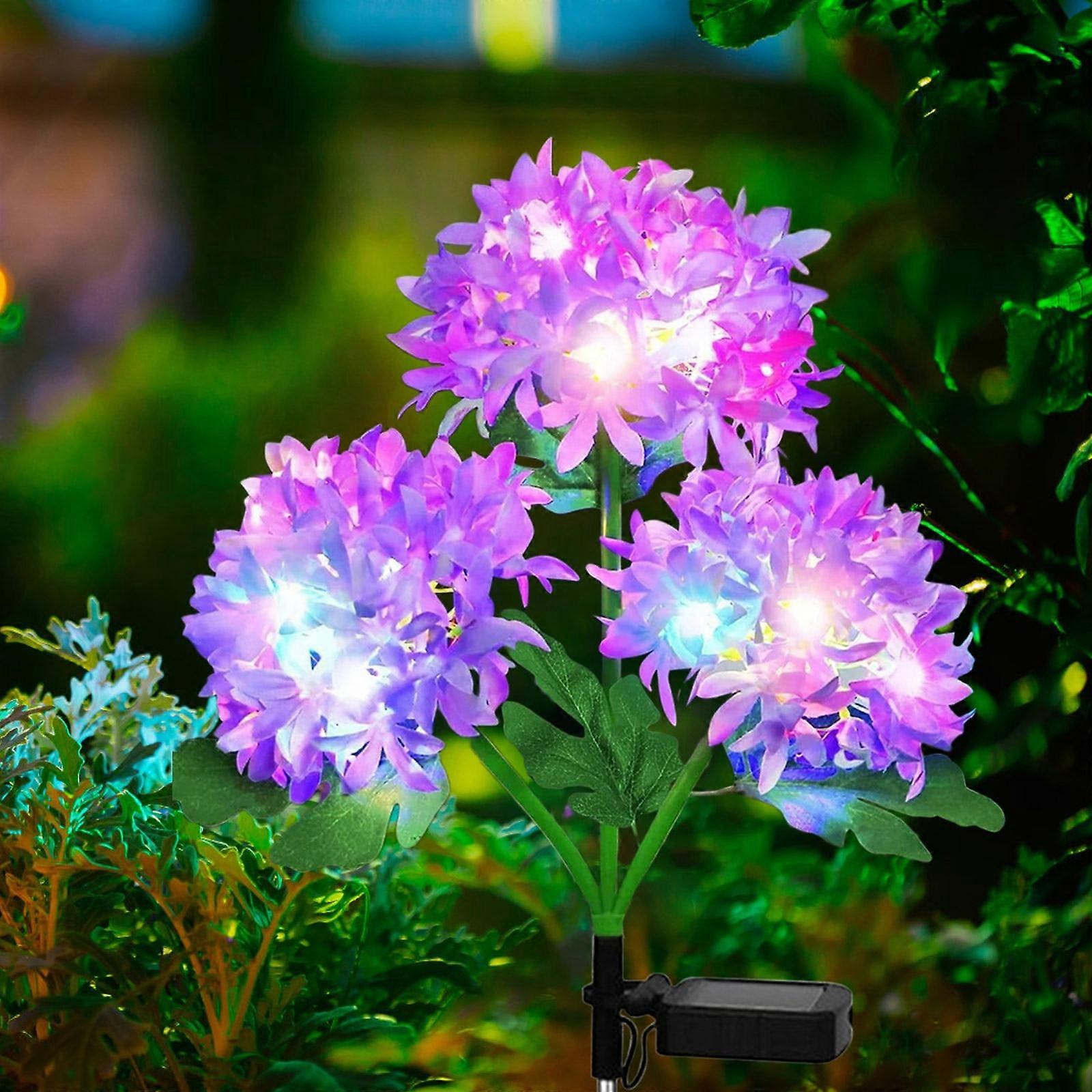 VibHome Hydrangea Flowers Solar-PoweRed Lights Hydrangea Solar Light Garden Decorative Light