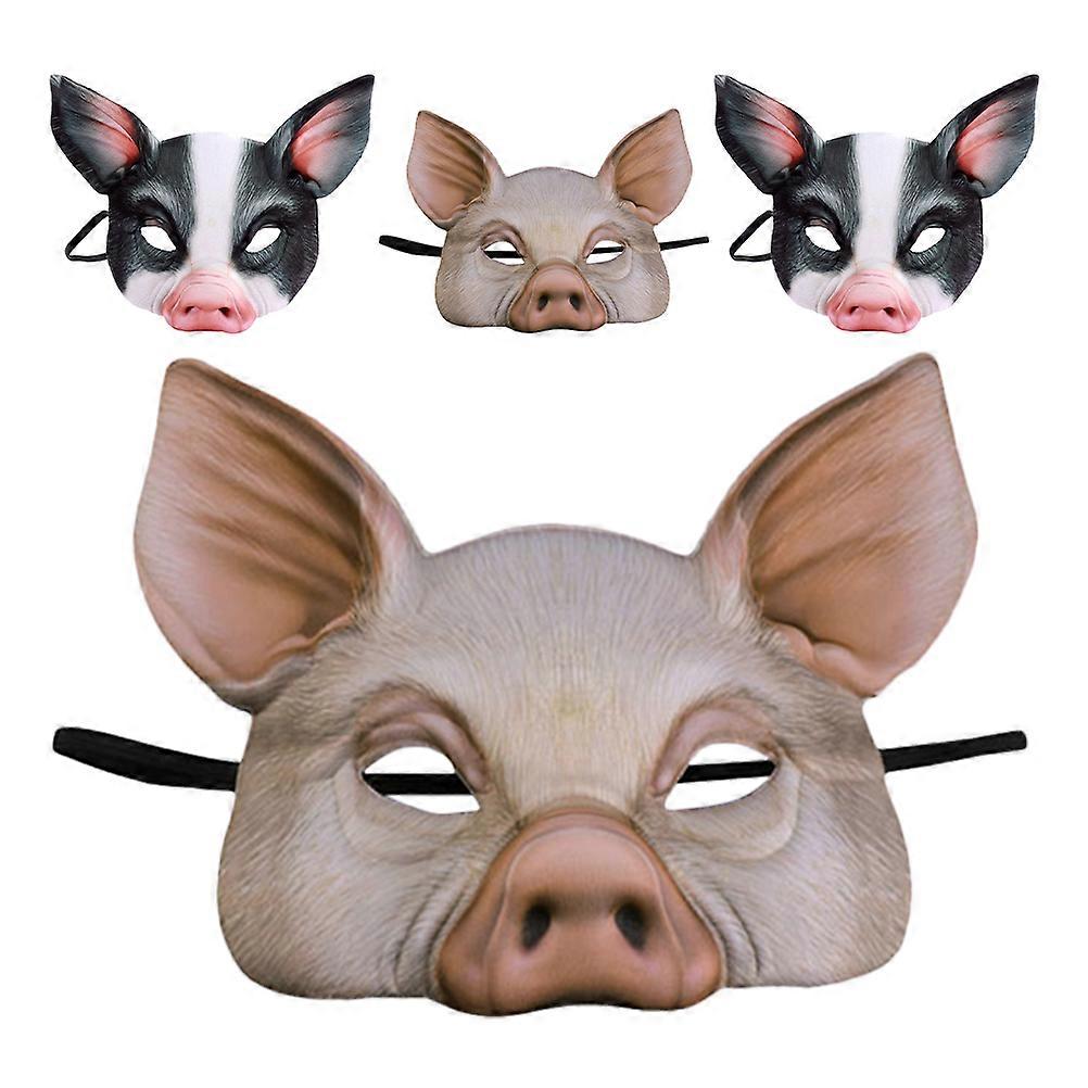 Cosplay Animal Mask Pig Half Face for Outdoor Assorted Color Eva Material 4Pcs