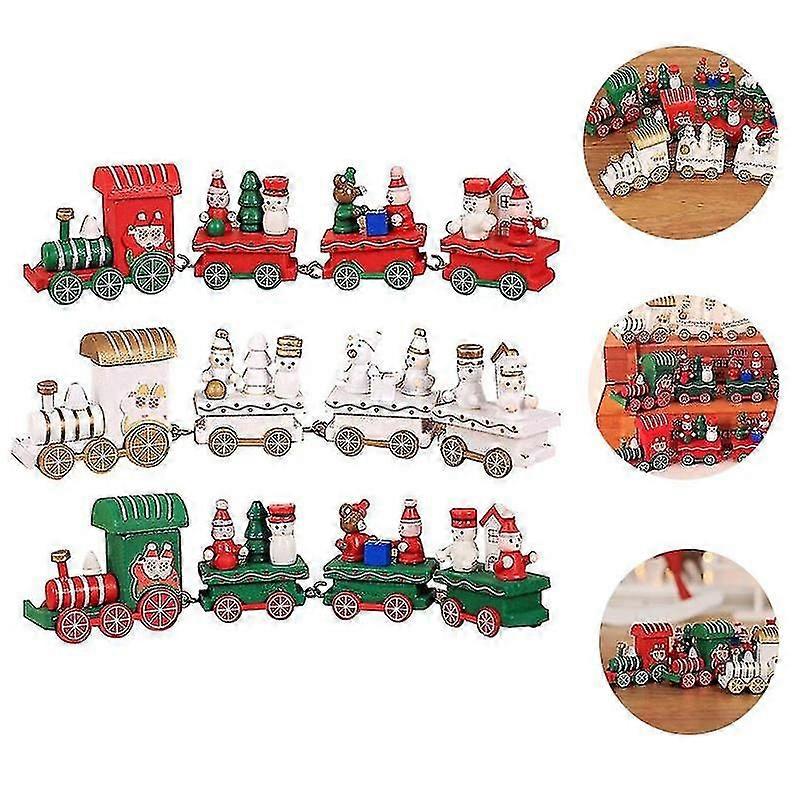 Χριστούγεννα ξύλινα βαγόνια τρένο σιδηρόδρομοι θέσει παιδιά δώρο παιχνίδι Xmas γραφείο διακόσμηση δώρο