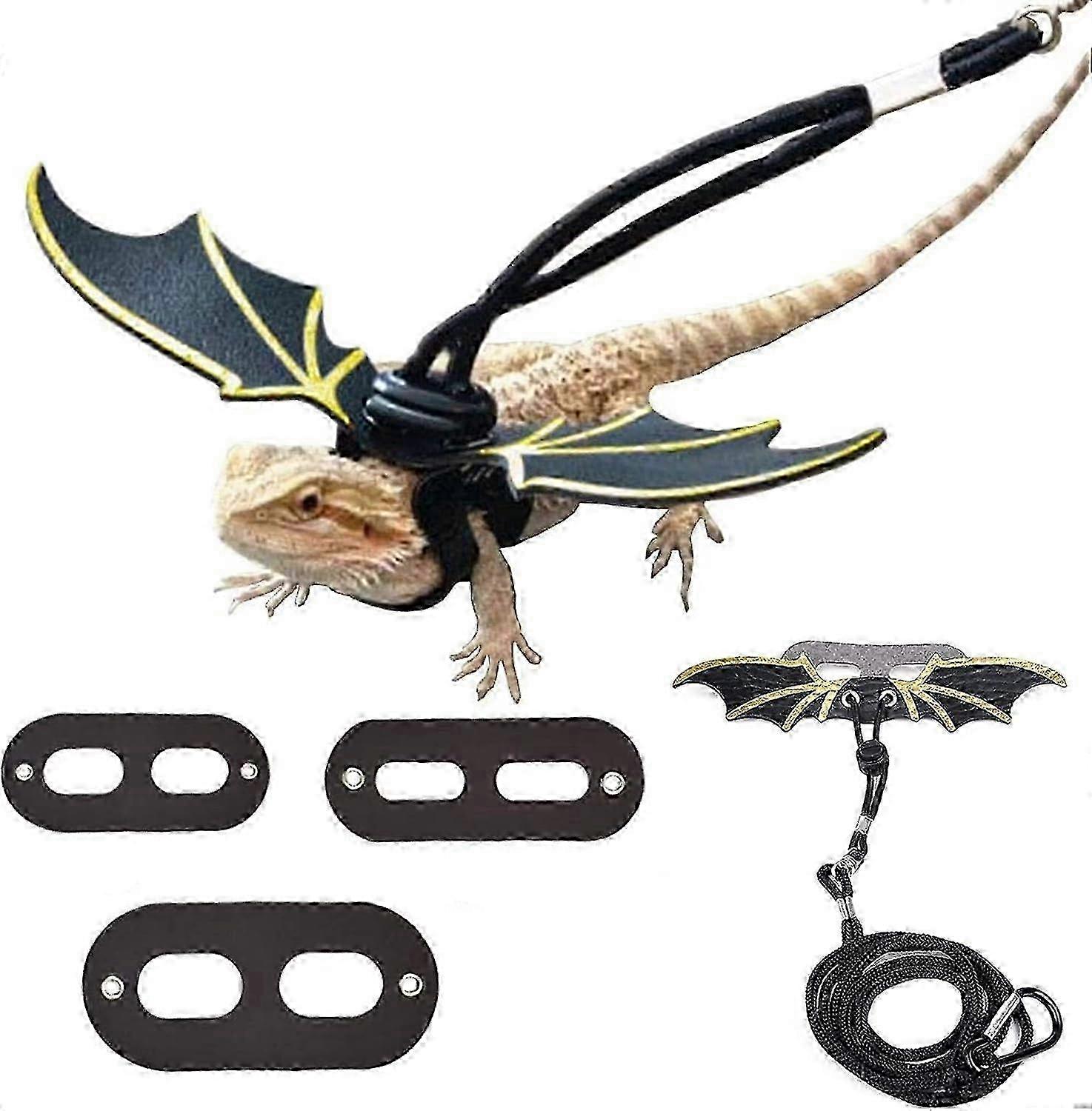 Adjustable Lizard Leash Bearded Dragon Harness Cool Leather Wings Safety Walking Leash(S,M,L) nc-u7