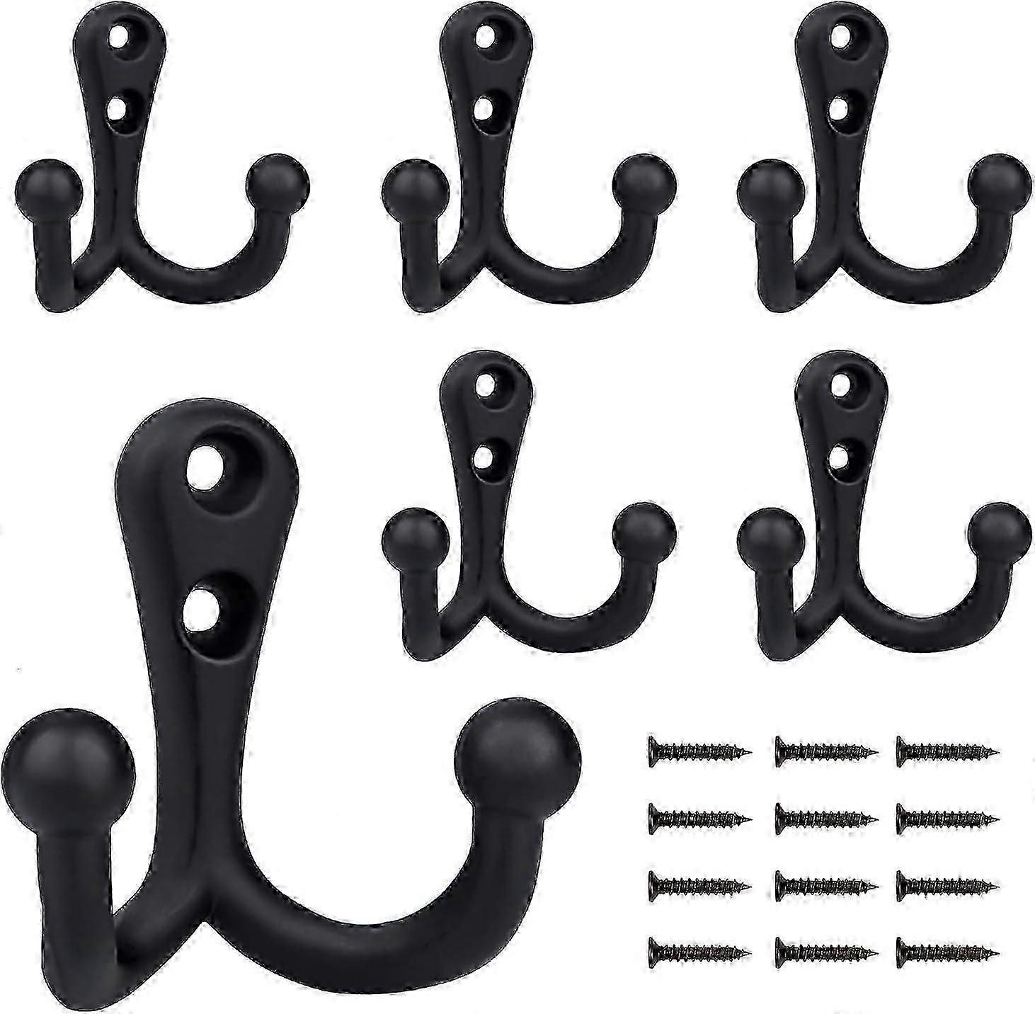 6 kpl retro takki koukku kaksinkertaiset metallikoukut mustat retro takkikoukut naulakko teline kylpyhuone keittiö