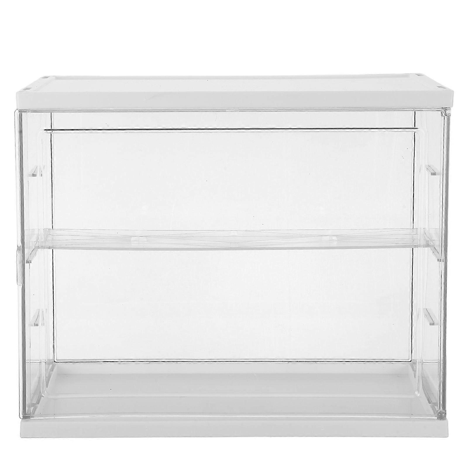 Clear Acrylic Display Case: Stackable 2-Tier Adjustable Shelf Box Transparent Showcase Display Box for Collectibles Figures