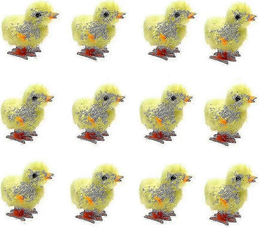 12 Pack Easter Wind-up Toys, Plush Chick Wind Up Toys Fluffy Chicken Clockwork