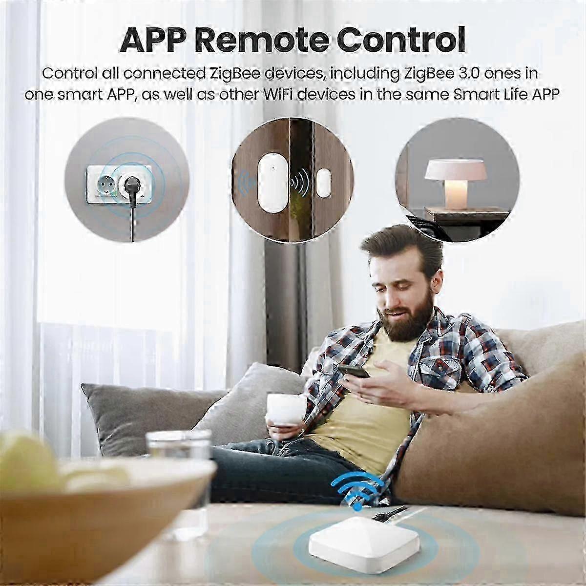 ZigBee Smart Gateway Hub,Tuya App Remote Control Works for Voice Control Alexa Google Home Siri EU