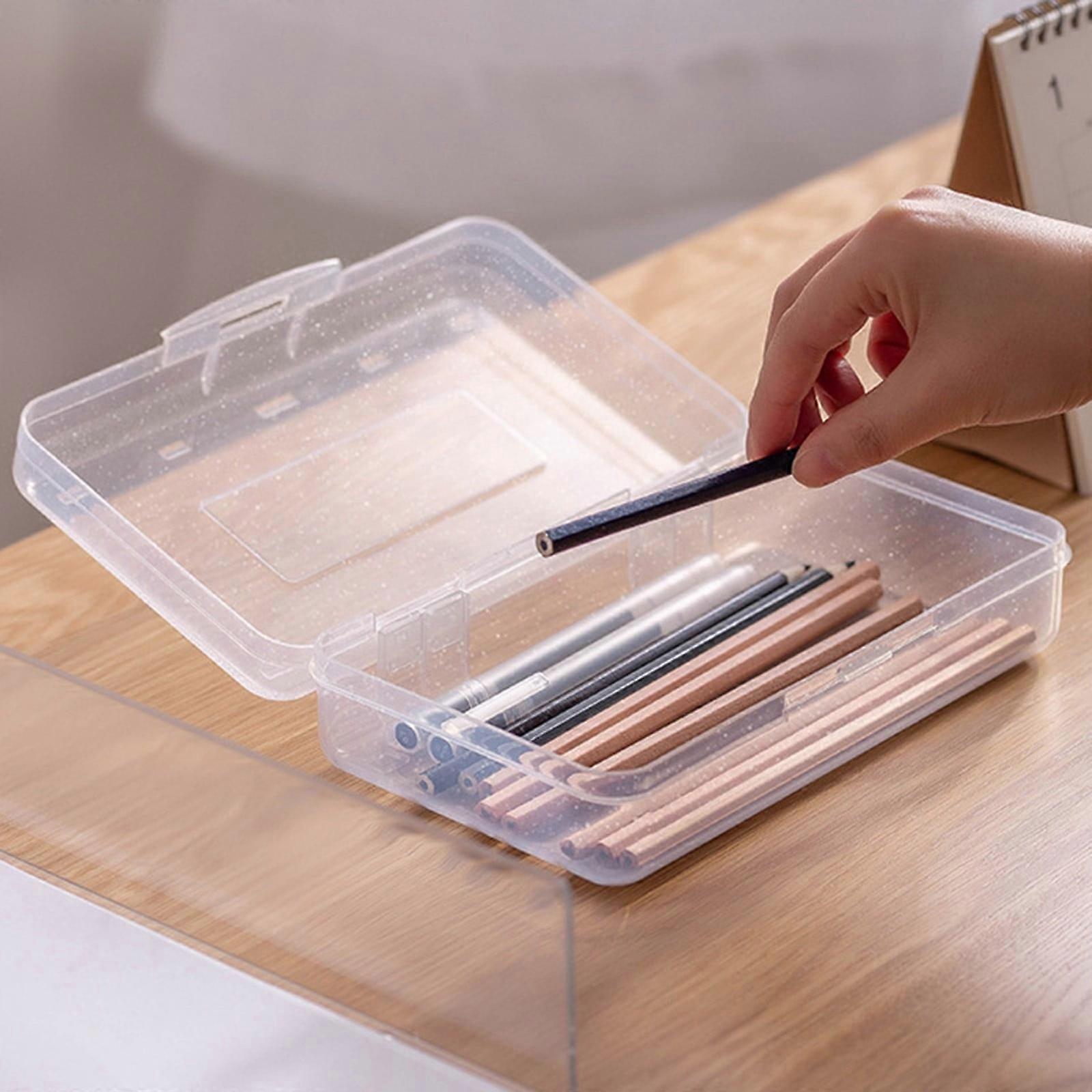 maxiaoxia Clear Pencil Case, Large Capacity Pencil Box for Kids Adults, Stackable Crayon Box, Transparent Organizer Boxe with Snap-Tight Lid
