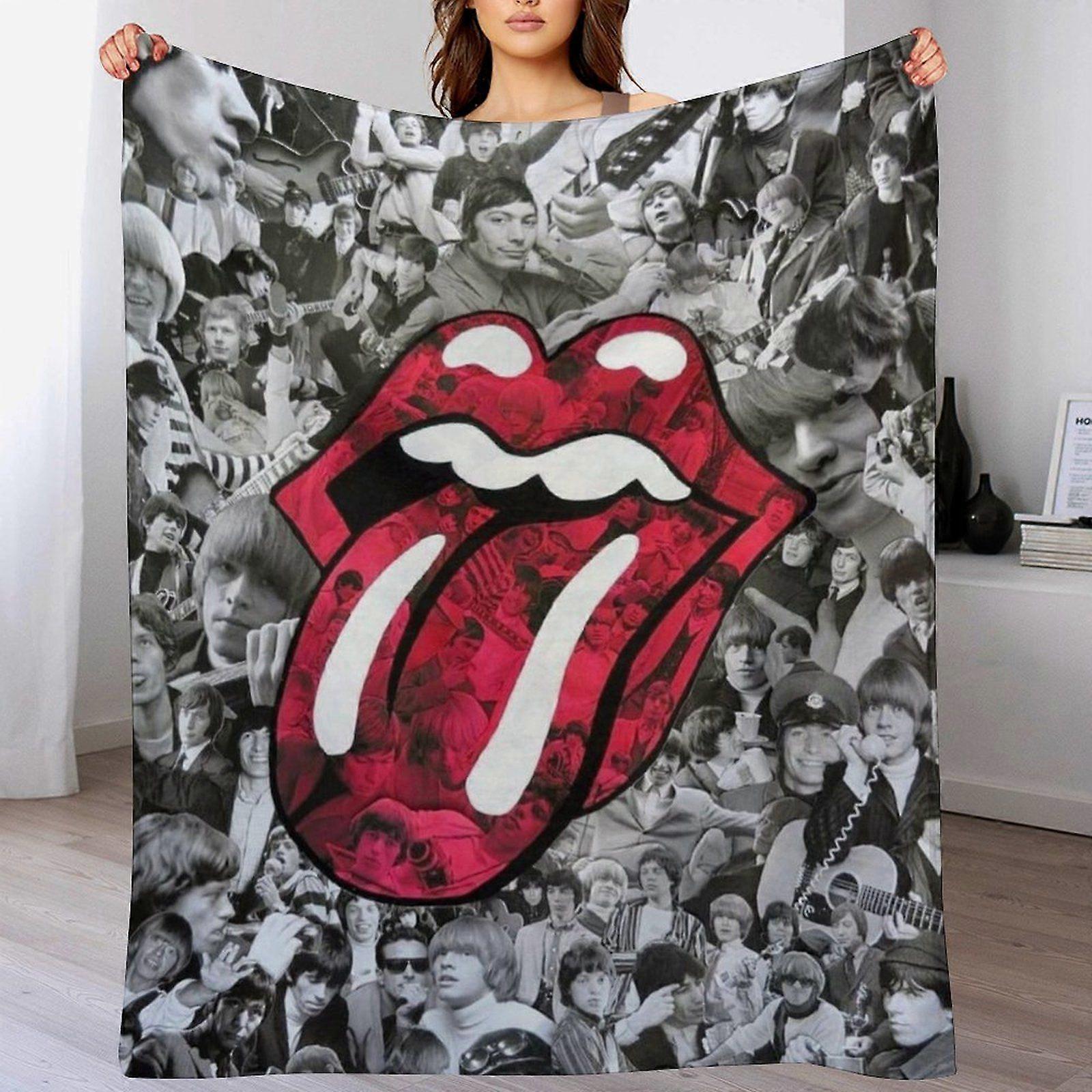 The Rolling Stones Lätt Andningsbar Filt För Kontorslounge Vinter Utomhus Plysch Vikbar Snabbtorkande