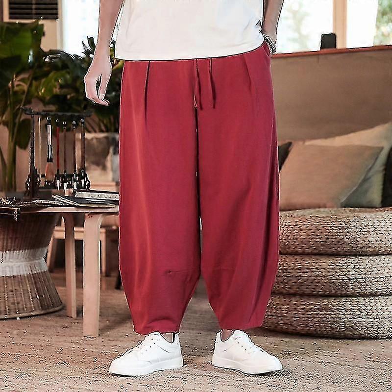 Japanese Loose Men's Cotton And Linen Pants
