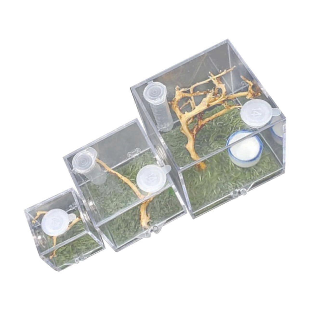 Acrylic Jumping Spider Breeding Box 3Pack With Feeding Port Breathable Transparent Insect Enclosure For Spider Hatching