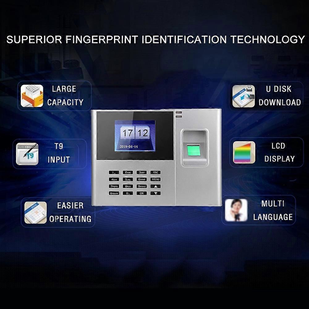 Biometric Fingerprint Password Attendance Machine Employee Checking-in Recorder 2.8 inch LCD Screen 