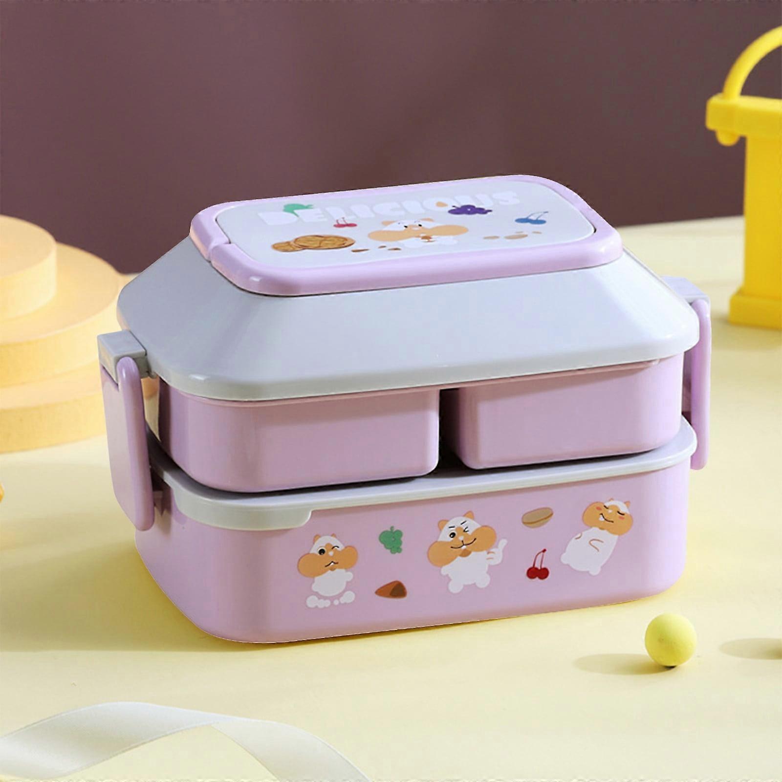 Maxiaoxia Double-Layer Insulated Lunch Box, Portable Compartmented Bento Box Reusable for Kids, Adults, Toddlers, Microwave Safe