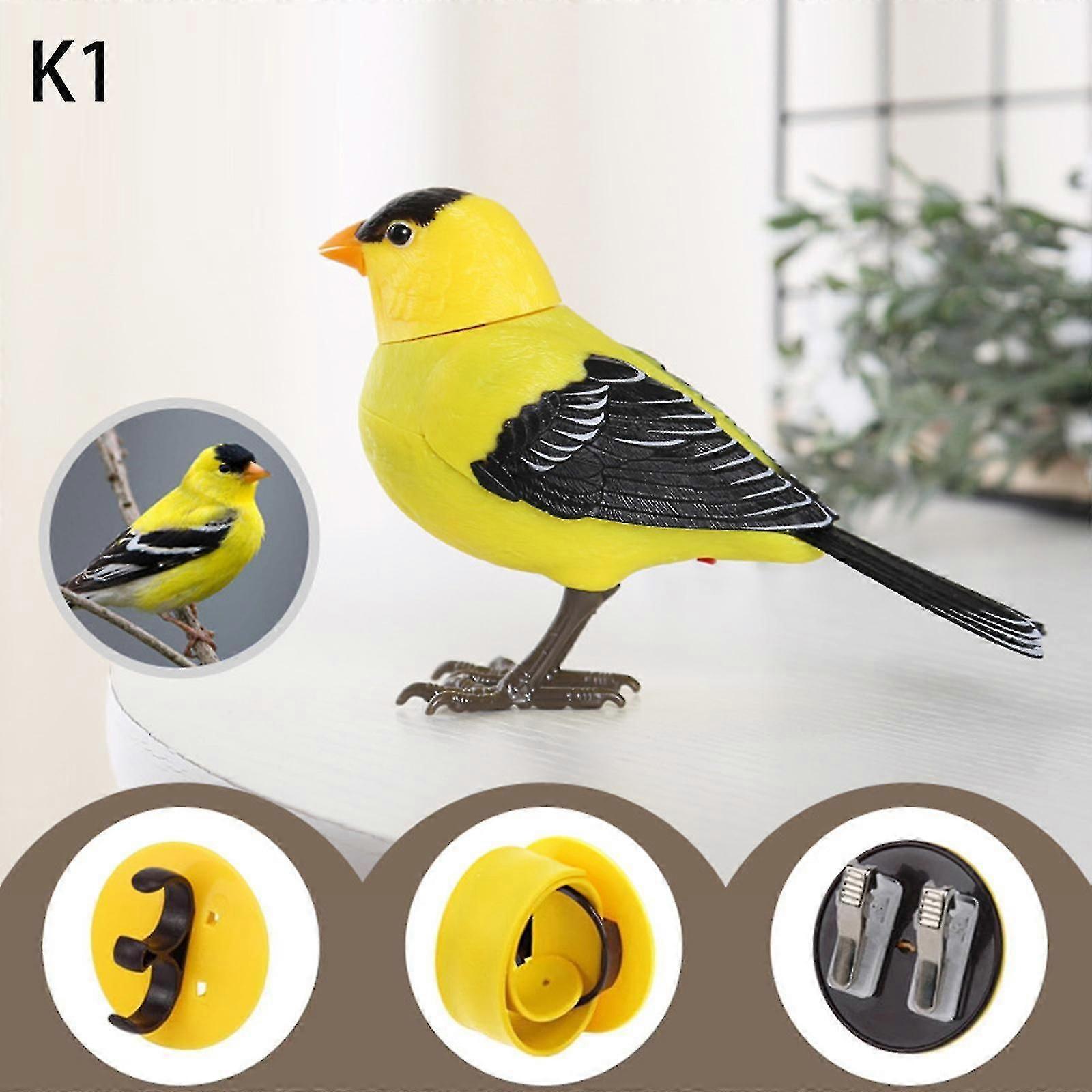 Electric Singing and Chirping Bird Toy, Artificial Bird Toys, Cute Interactive Bird Toy and Decoration, Motion and Sound Activated, Battery Operated S