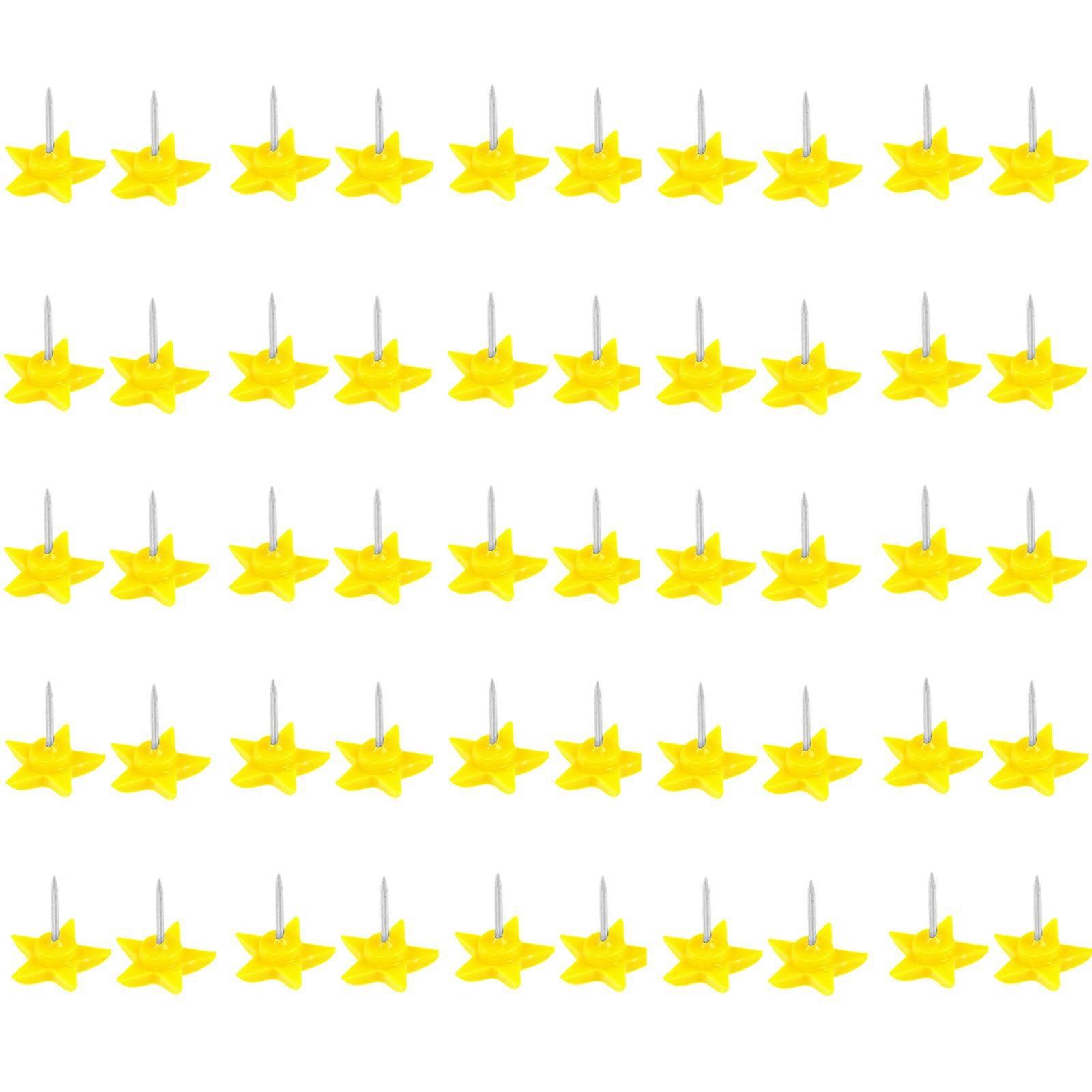 100Pcs Star Shape Push Pins Cork Notice Board Thumb Tacks for Office Bulletin Board Display Picture Note Memos  Yellow